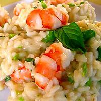 recette Risotto light de crevettes, oignon de printemps, basilic et citron