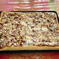 recette Pâte à pizza au thermomix et sa garniture jambon/champignons/tomates