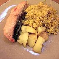 recette Couscous au ras-el-hanout, poire et saumon