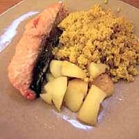recette Couscous au ras-el-hanout, poire et saumon