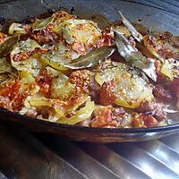recette Gratin dePommes de terre tomates et chair à saucisse.