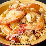 recette Crevettes flambées à la vodka, riz sale au chou-fleur et au curcuma