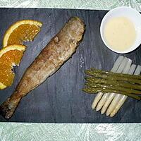 recette Merlan frit et duo d'asperges sauce maltaise