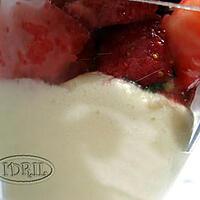 recette verrine mousse chocolat blanc,sorbet fraises, soupe fraises menthe érable