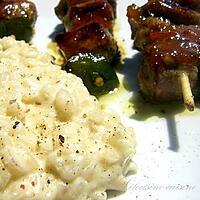 recette Brochettes au miel, risotto parmesan