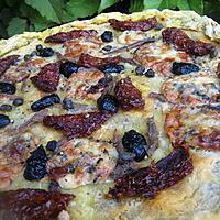 recette Pizza à la pâte d epomme de terre et garniture du sud