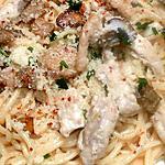 recette Spaghetti au poulet sauce champignons