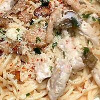 recette Spaghetti au poulet sauce champignons