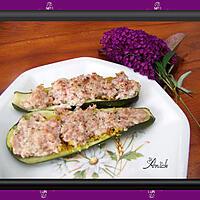 recette Courgettes farcies au jambon ,boursin et couscous parfumé