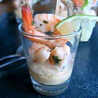 recette Purée de pois chiches, crevettes sauce thaïe