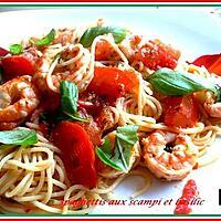 recette Spaghettis aux scampi et basilic