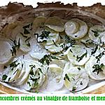 recette Concombres crémés au vinaigre de framboise et menthe