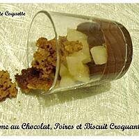 recette Crème au Chocolat, Poires et Biscuit Croquant