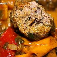 recette Tajine de kefta aux pommes de terre nouvelles et poivrons