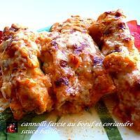 recette cannelloni farcie boeuf coriande, sauce basilic