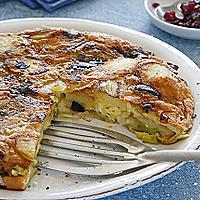 recette Tortilla aux poireaux avec airelles