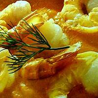 recette GAMBAS A LA CREME DE CURCUMA