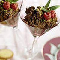 recette Mousse au Toblerone noir et "granité" menthe pistache