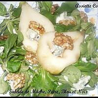 recette Salade de mâche, poire, bleu et noix