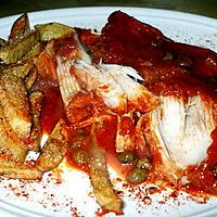 recette Ailes de Raie en sauce tomate aux câpres... accompagnée de frites maison....