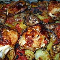 recette Poulet au four.... sur son lit de pommes de terre ...tomates......et citrons confits....