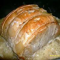 recette roti de porc aux petits oignons , sauce au lait