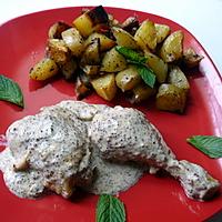 recette Poulet  moutarde a l'ancienne et menthe