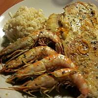 recette FILET DE SOLE ET GAMBAS AUX AGRUMES