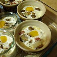 recette Oeufs cocotte lardons champignons