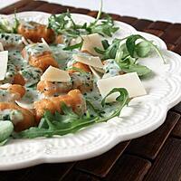 recette Gnocchi maison patate douce, béchamel aillée roquette