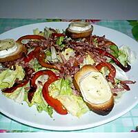 recette Salade chèvre/lardons/poivrons