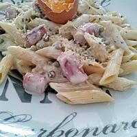 recette Penne rigate à la carbonara façon strasbourgeoise