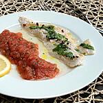 recette Filet de Bar cru mariné et son coulis de tomates fraiches