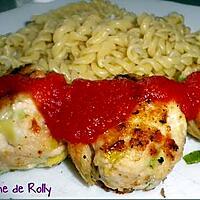 recette Boulettes poulet, poireaux, coeur de mozzarella