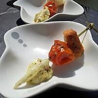 recette Brochettes de tomates cerise confite et mozarella au pesto aperitive