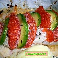 recette PAPILLOTTE DE POISSON PAMPLEMOUSSE ET AVOCAT