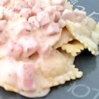 recette Raviolis farcis au jambon et sa carbonara au jambon