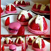 recette Macarons aux fraises et chantilly de crème anglaise