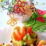 recette Paniers en cookie, mousse de mangue et morceaux de fruits