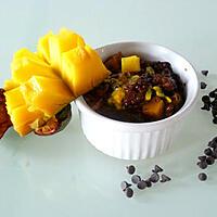 recette Riz au lait chocolaté, mangue et passion