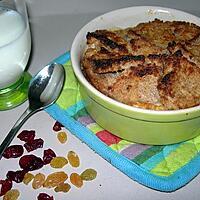 recette English Bread & Butter Pudding with dried Apricots, Cranberries and Sultana's raisins