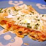recette Gratin de crêpes saumon, ciboulette, sauce au cream cheese et citron