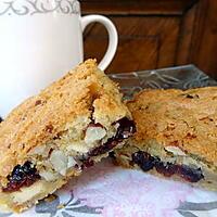 recette Blondies aux cranberries , amandes et chocolat blanc