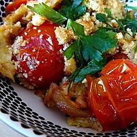 recette Crumble aux tomates cerises et echalotes caramelisees