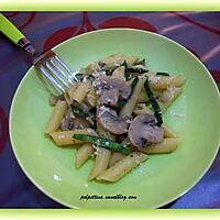 recette Penne, courgettes et champignons.