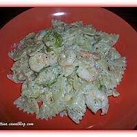 recette Farfalle, courgettes et crevettes.