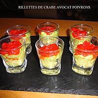 recette RILLETES DE CRABE AU CURRY AVOCATS POIVRONS