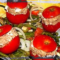 recette Salade de Haricots Verts & Tomates farcies aux rillettes de Thon