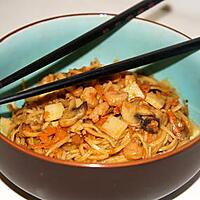 recette Nouilles chinoises sautées aux champignons et crevettes