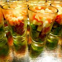 recette Verrine avocat ,saumon fumée,pomme granis ,pamplemousse